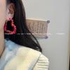 Colorful Red Woolen Hoop Earrings for Autumn and Winter - Large Bohemian Ethnic Retro Hong Kong Style Festive Accessory