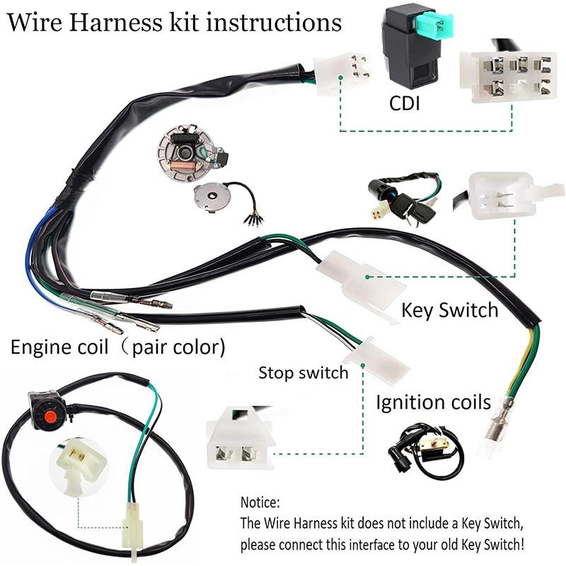 4 Stroke Motorcycle Ignition Coil Wiring Harness Magnetos Stator CDI Box For 50cc 70cc 110cc 125cc Dirt Bike Pit Bike Motorized