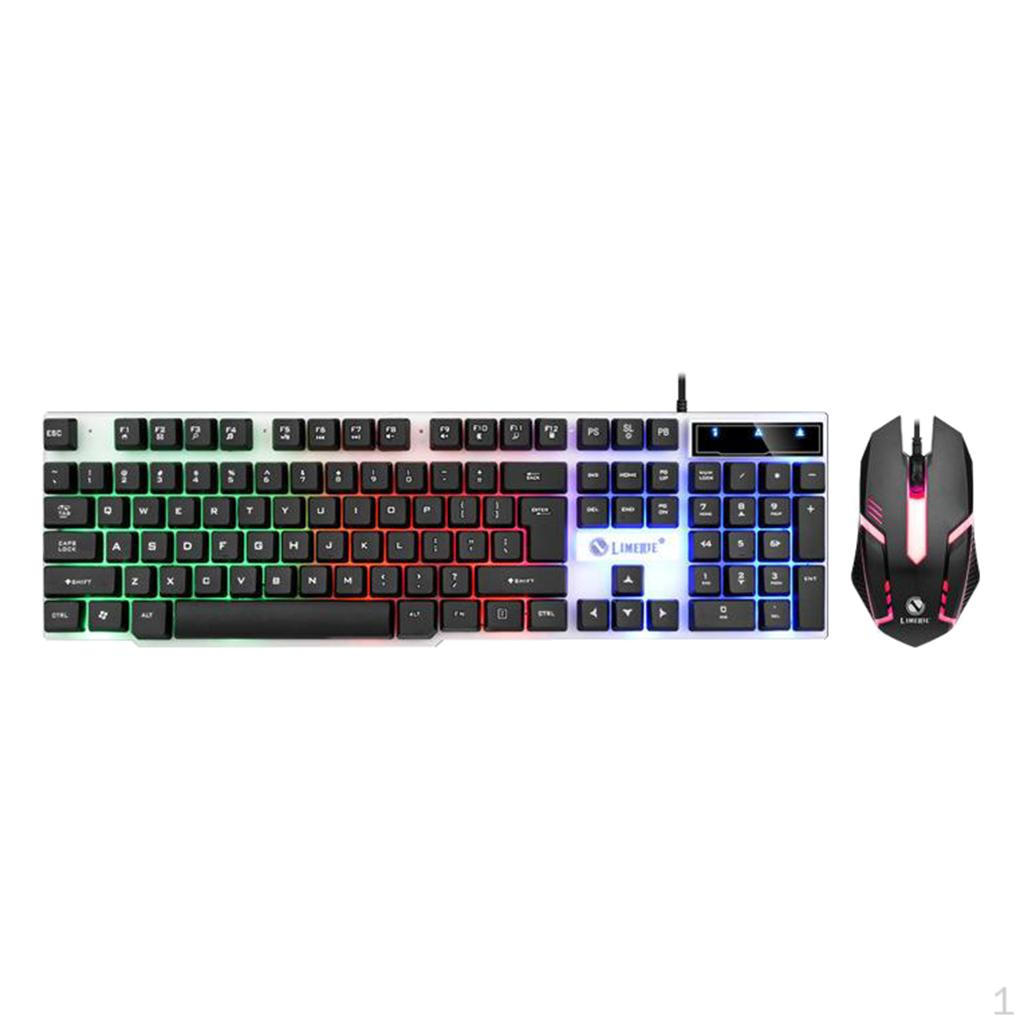 

Gaming Keyboard LED Iris RGB Backlight Multimedia Keys Optical Illuminated Mouse Combo black 1 set