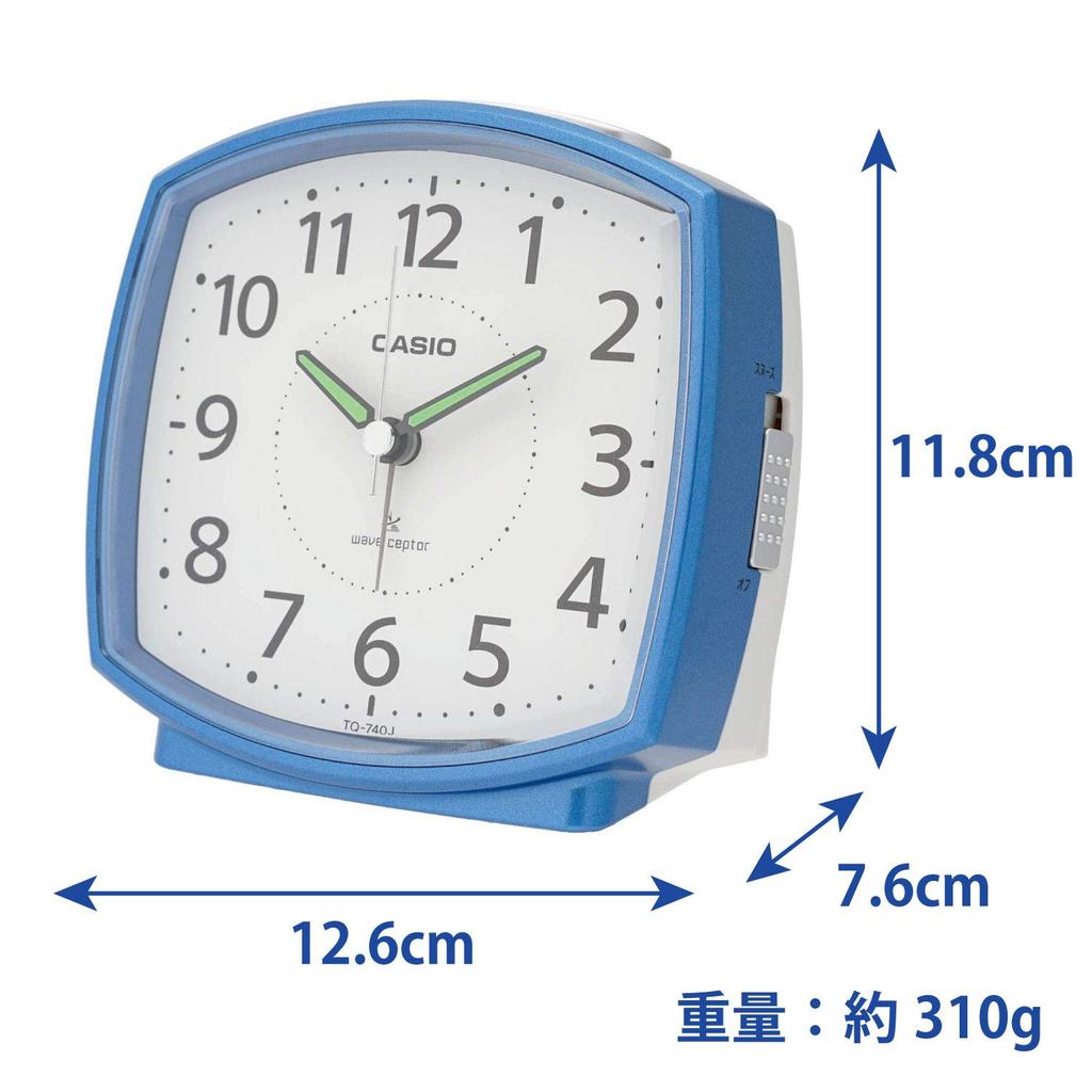 Casio Alarm Table with Clock, Radio-Controlled, Clock, Blue, Analog, Light, TQ-740J-2JF