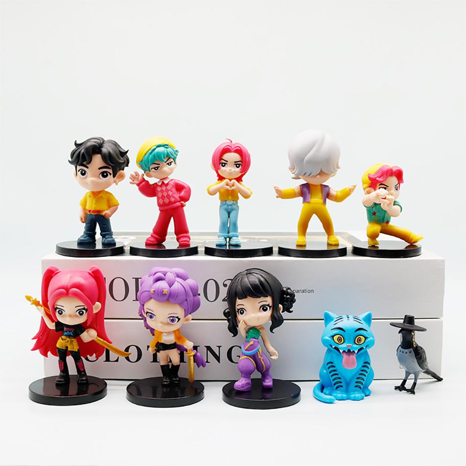 10Pcs/Set Demon Hunters Figure Kpop Figures Huntrix Figures Toy Derpys Tiger Rumi Mira Zoey Sussy Figurine Gift