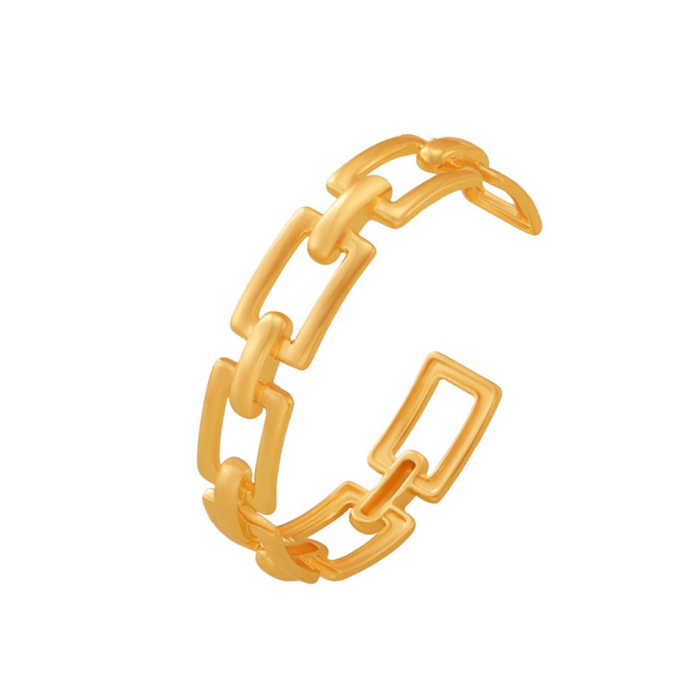 18k Gold-Plated Geometric Hollow Chain Open Bracelet