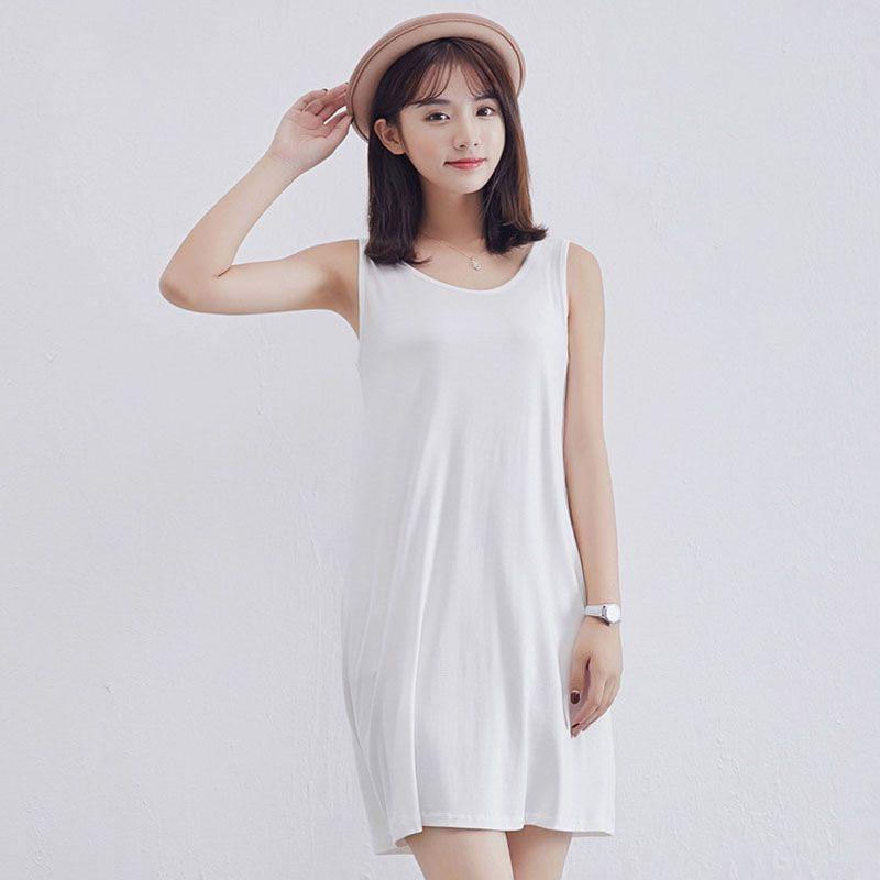Elegant Women Long Cami Stretch Tank Top Sleeveless T Shirt Bodycon Tunic Mini Dress