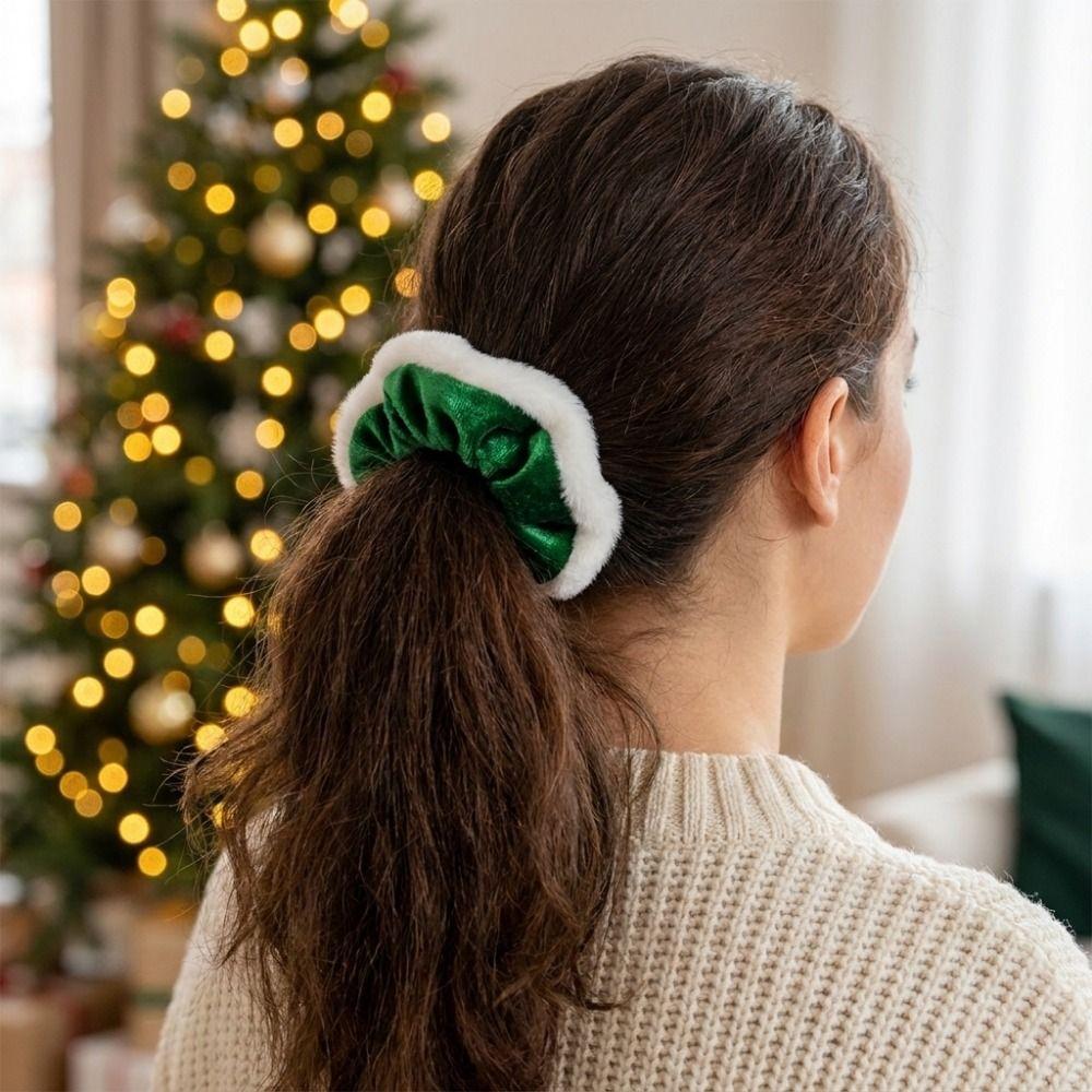 Soft Christmas Velvet Hair Scrunchie Elastic Hair Ties Hair Ring Plush Hair Bands Holiday