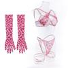 Rosa Leopard Metallkette Dessous Set Damen Französische Ästhetik Y2k Sets mit Handschuhen Beinschmuck Valentinstagsgeschenk Mode Dessous Anzug Neu