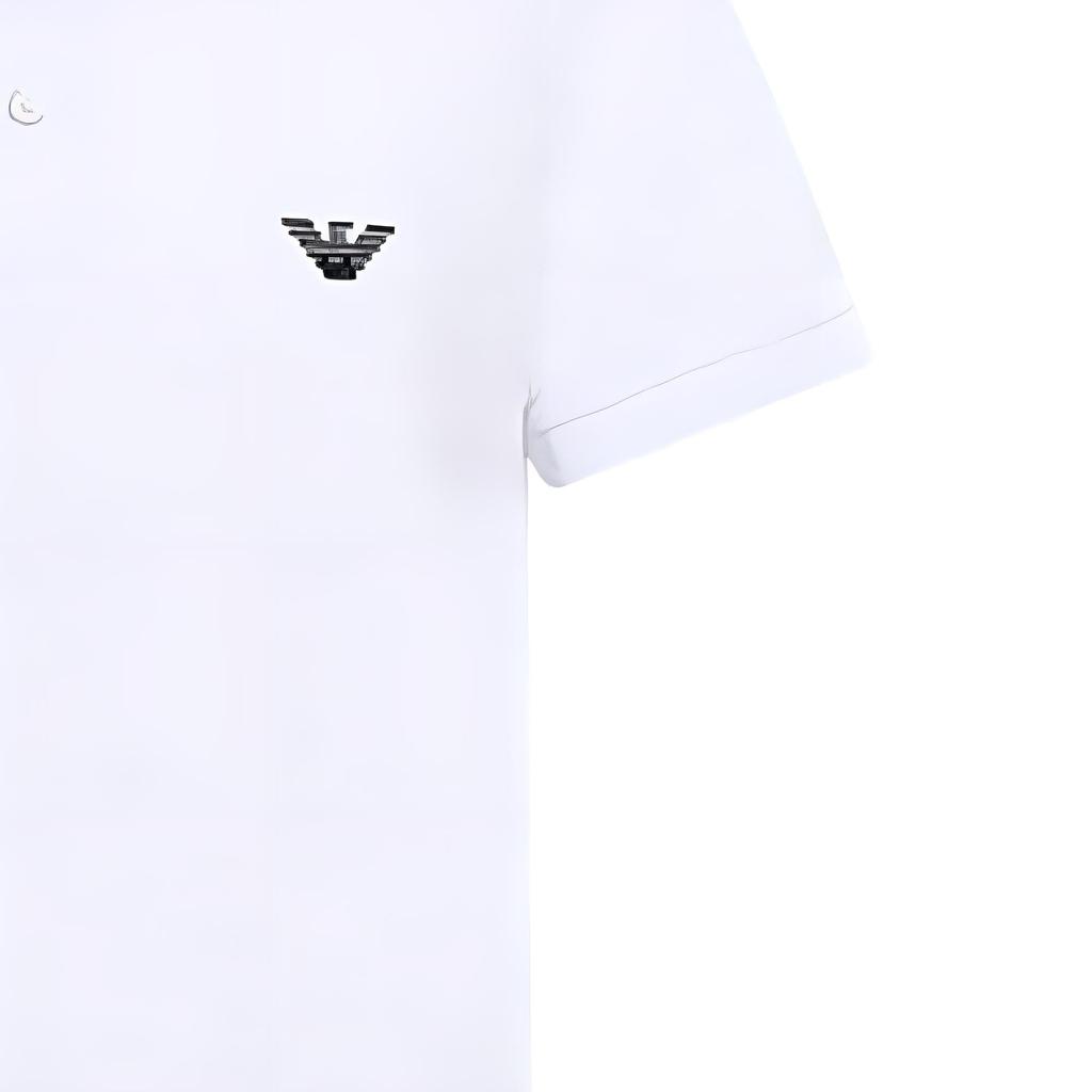 Emporio Armani Ss22 Eagle Logo Embroidered Solid Color Short Sleeve Polo Shirt Men polo shirts White 211804-2R461-00010
