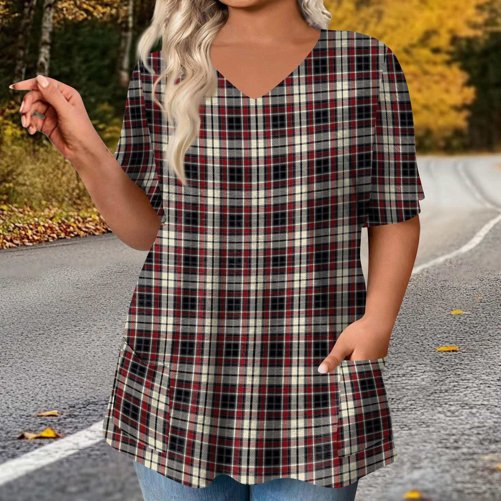 

Boho Tops for Women Patchwork Short Sleeve Design Ladies Tops Loose Fit Womens Tops Comfortable Style for Everyday Wear XXL червоний