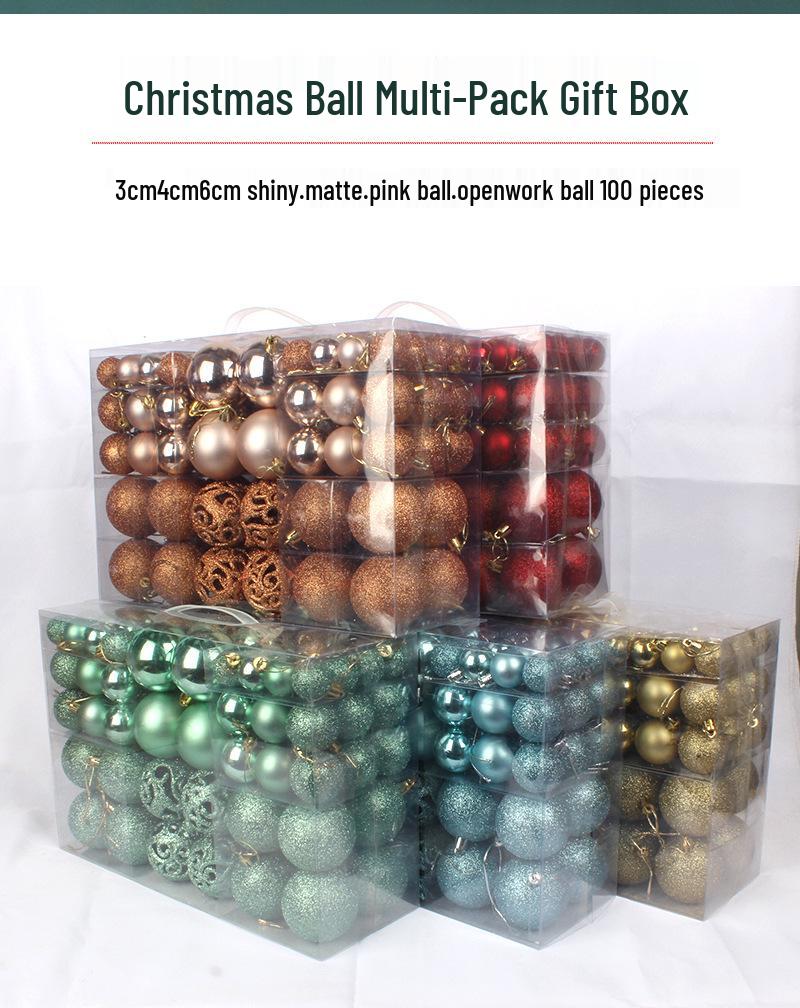 100-Piece Christmas Tree Ornament Set: Shiny, Hollow 3-6cm Balls