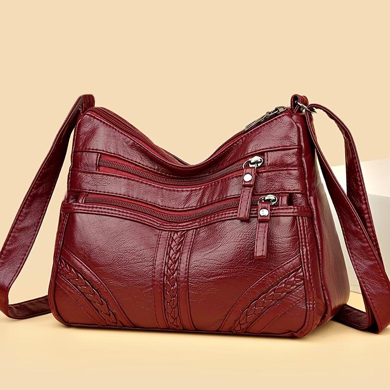 Adjustable Strap Soft Leather Hobo Bag, Multi- Casual Crossbody Shoulder Purse for Women Daily Use