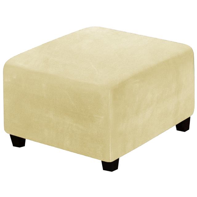 Velvet Fabric Square Ottoman Covers Stretch Footstool Cover Bench Storage Stool Cover Washable Household Furniture Protector Cover Sets 3 Size