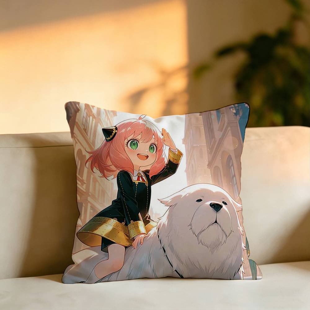 Hot Anime Character AAnya Forger Pillow Case Square DoubleSided Sofa Cushion Cover Bedroom Bedside Pillow