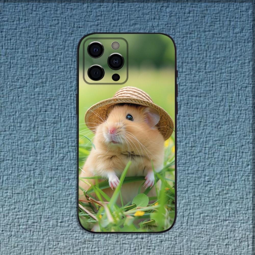 Cute Mouse Rat Hamster Phone Case For iPhone 16,15,14,13,12,11,Pro,X,XS,Max,XR,Plus,Mini Soft Black Cover