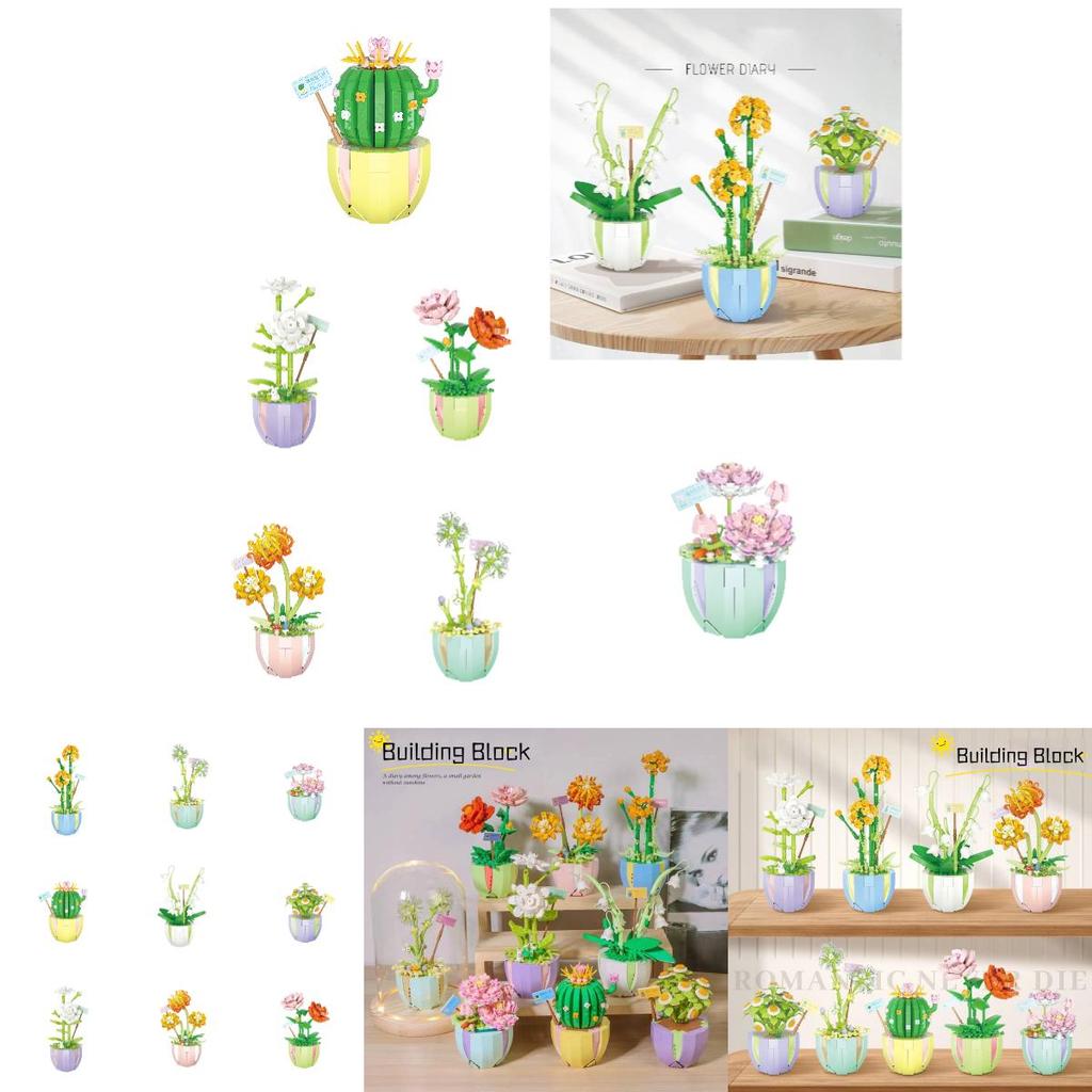 Diy Rose Sunflower Eternal Flower Desktop Decoration Teacher's Day Bouquet Intelligent Assembly Building Blocks Toy