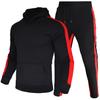 Cross Border Men's Striped Hoodie Set New Sports Splicing Two-piece Set Men's Fitness Contrasting Color Hoodie Batch