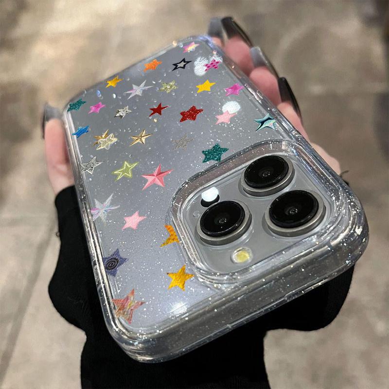 For iPhone 17 Pro Max 16 15 14 13 12 11 Case New Fashion Colorful Star Pattern Cover For iPhone Air 17E XS X XR 7 8 Plus Fundas