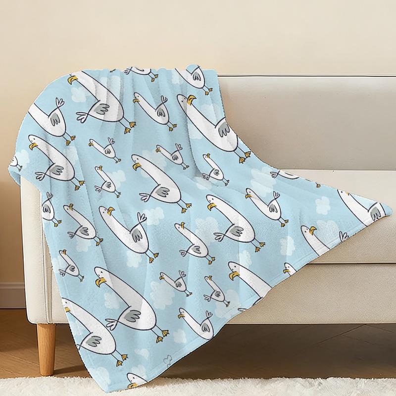 Non-Pilling Seagull Flannel Blanket Soft Warm Cozy Throw for New Moms, All Seasons Couch Nap, Christmas & Halloween Home Decor