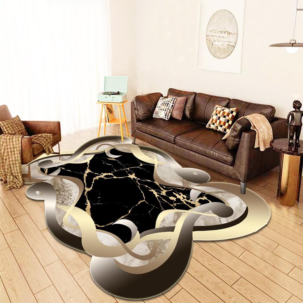 Luxury Golden Sofa Living Room Carpet Irregular High-End Home Decoration For Bedroom Carpet Kitchen Entrance Rug Tables Foot Mat