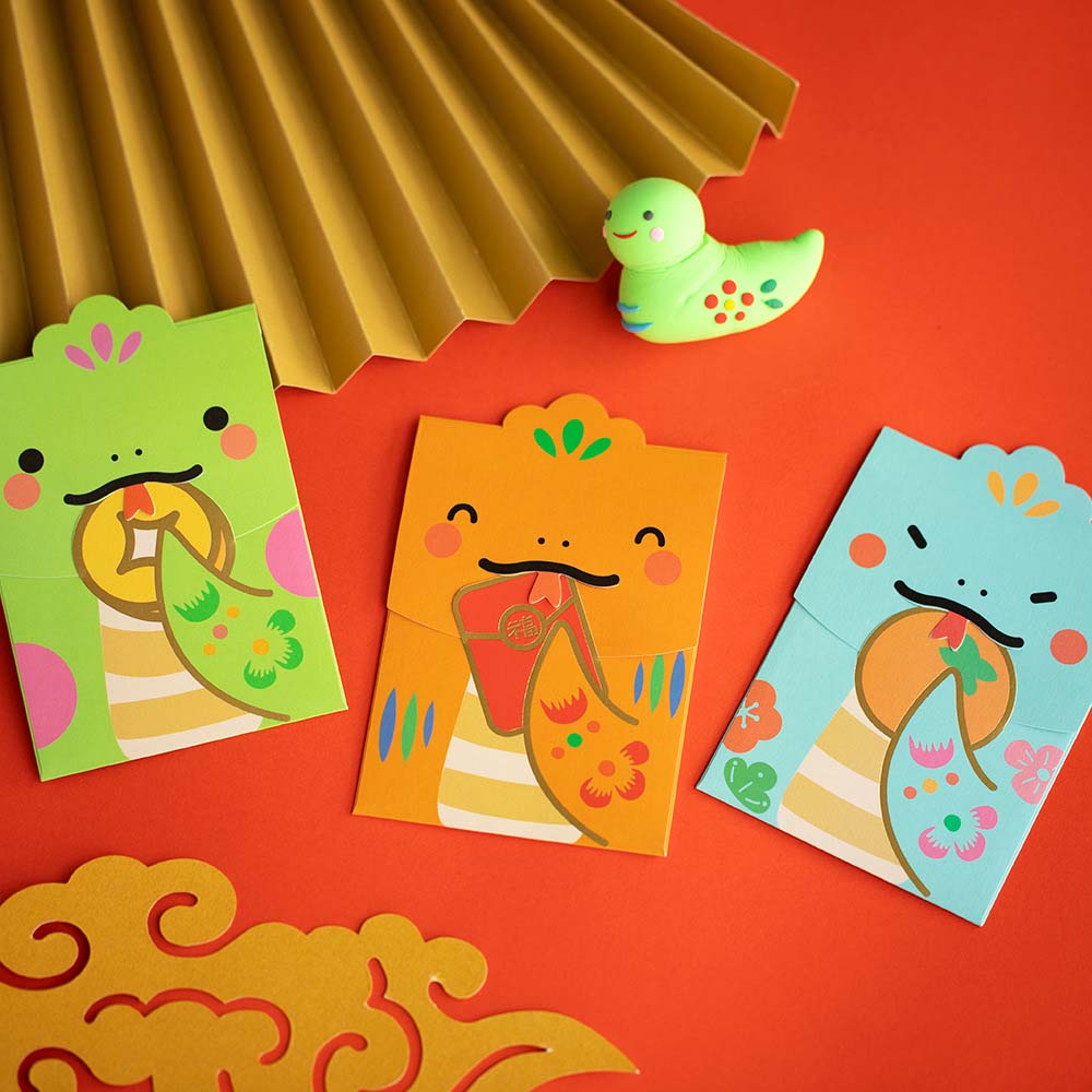 

2025 Chinese New Year 2025 Red Envelope Zodiac Snake HongBao New Year Money Bag Party Gifts StyleA-6Pcs