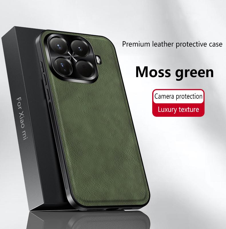 für Xiaomi Mi 15T 14T 13T Pro 15 14 13 Ultra Redmi Note 15 14 POCO M7 X8 F7 Hülle Leder Matt Weich Vollkamera-Schutzabdeckung for Xiaomi 14 Pro grün