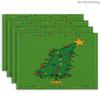2D Flat 4pcs Christmas Tree with Star Place Mats with Festive Decoration for Dining Tables and Parties, 2D Flat
