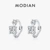 MODIAN 925 Silver Classic Stackable Tiny Round CZ Hoop Earrings For Women Dazzling Wedding Engagement Fine Jewelry