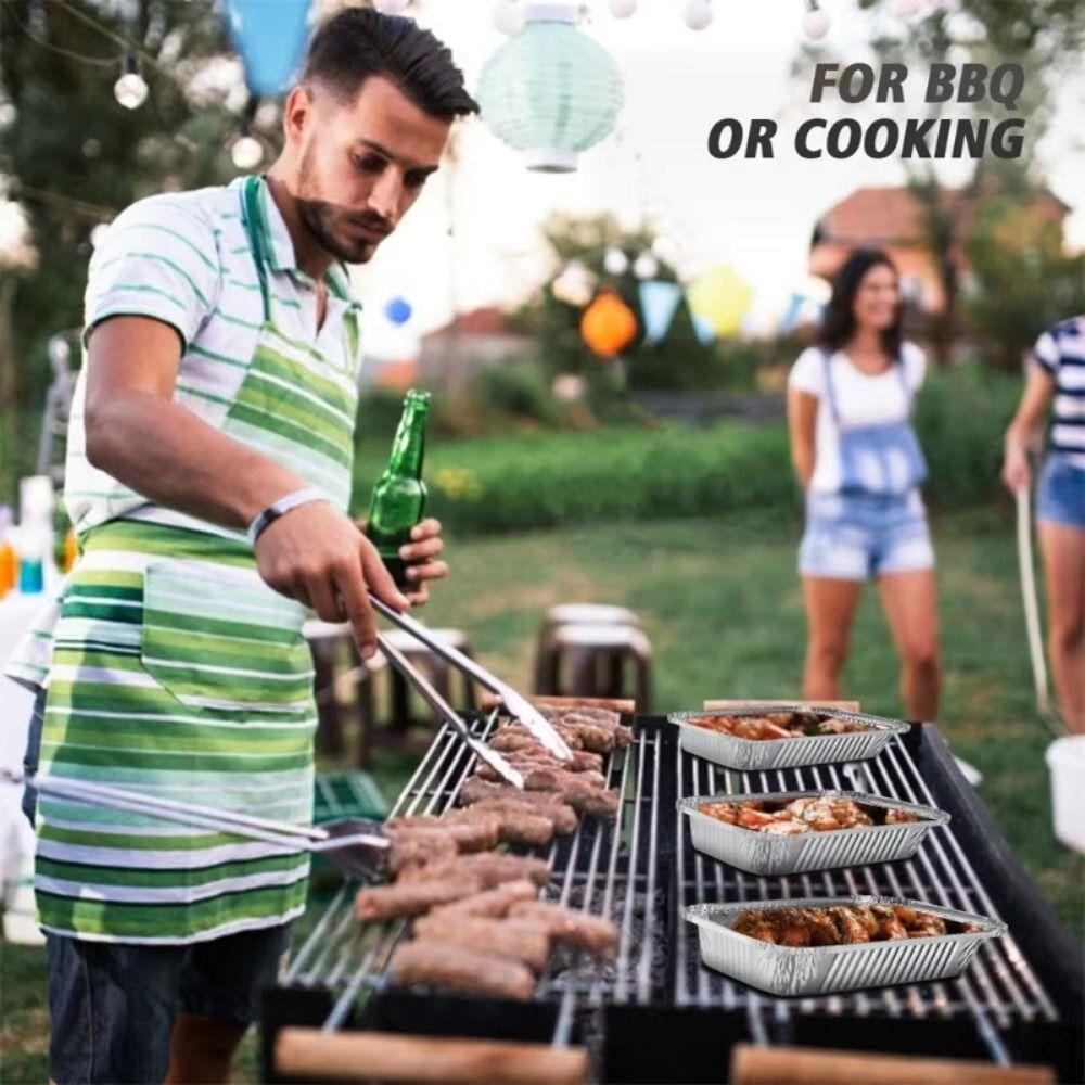 50Pcs 230-700ML Cake Baking Foil Box High-temperature Resistance Grill Catch Tray BBQ Accessories