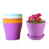 5/10 peças Vasos de Flores com Prato Plástico Cor de Doce Vaso para Varandas Plantio Vaso de Flores em Vaso Vasos para Suculentas Jardim TMZ