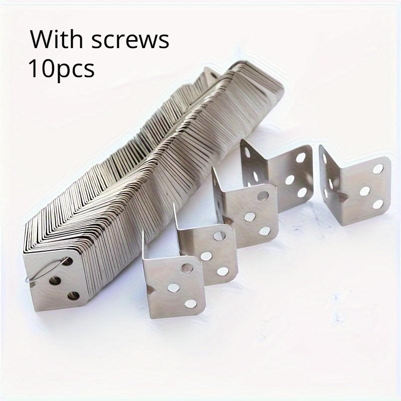 10pcs Stainless Steel Right Angle Brackets, 90 Degree L-Shaped Support, Metal Joint Corner Braces for Furniture Shelves Construction with Screws