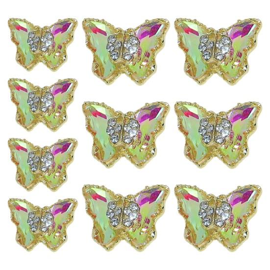 10ks Motýlí šperky na nehty Dvouvrstvé třpytivé drahokamy Poutavé ozdoby na nehty Dámské doplňky