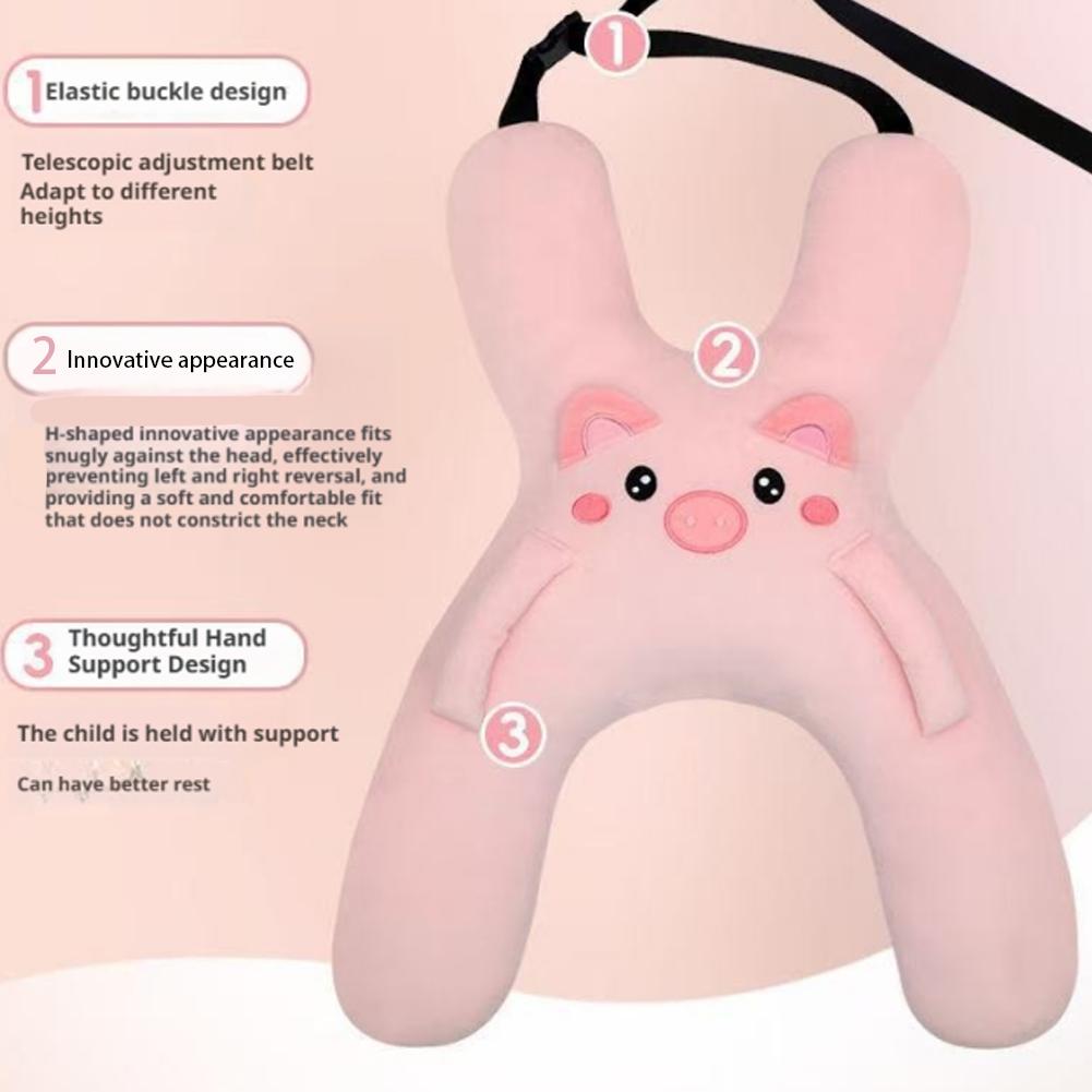 1 Satz Auto Niedliches Cartoon Kissen Auto Montiertes Kinderschlafkissen Auto Abnehmbare Bequeme Atmungsaktive Kopfstütze Lendenwirbelstütze