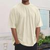 Summer Men's Fashion Loose Round Neck Solid Color All-match Short-sleeved T-shirt