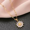 18K Gold Sunflower Zirconia Necklace for Women - Luxurious Titanium Steel, Colorfast Clavicle Chain