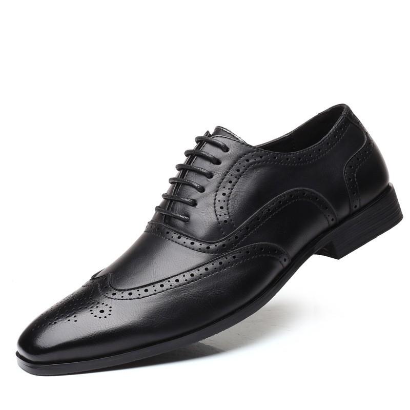 Mens Wide Width Oxford Shoes Brogue Style Business Formal Dress Office Casual Wear