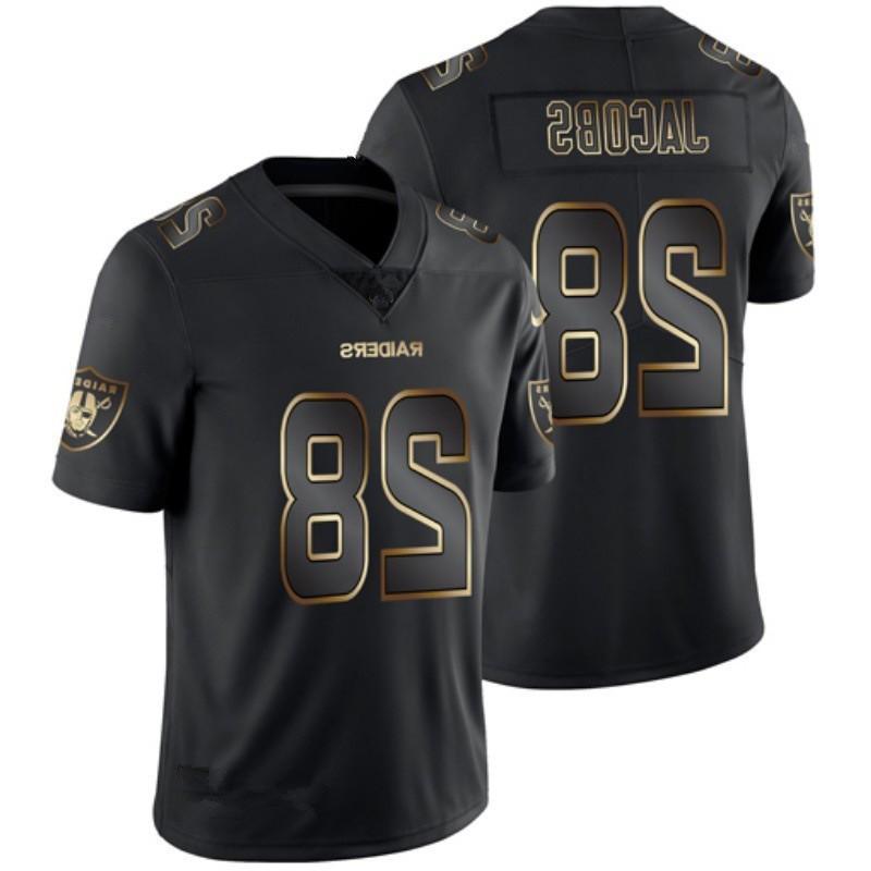 Pánský dres NFL týmu Bavlněná směs Fanouškovské oblečení Raiders 28 Saints 13 Cowboys 54 Eagles 86 Panthers 22 49ers 85 Černá zlatá edice
