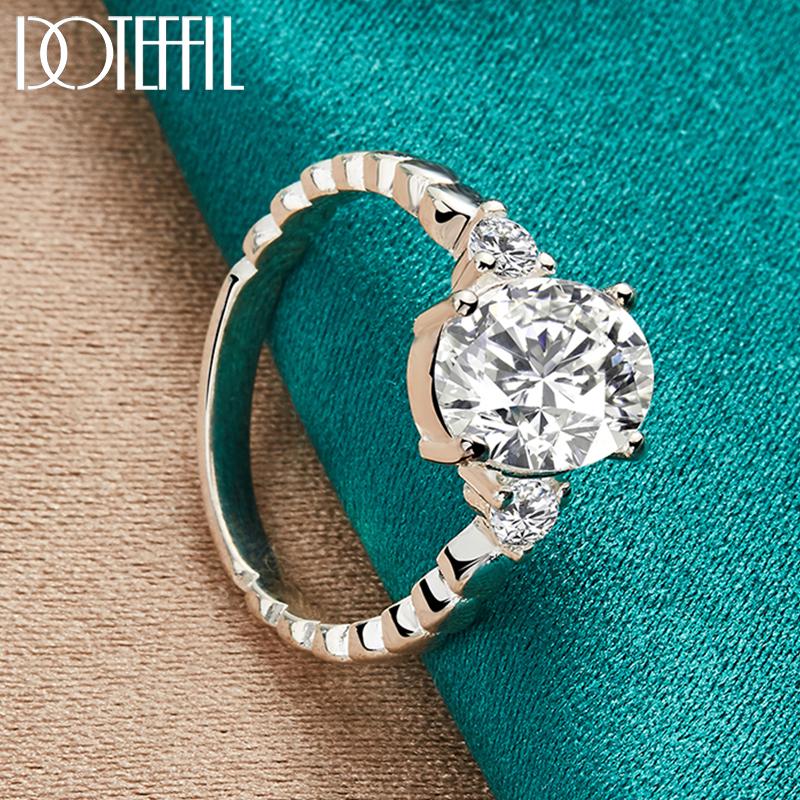 925 Sterling Silver AAA Zirkonový prsten, módní svatební šperky