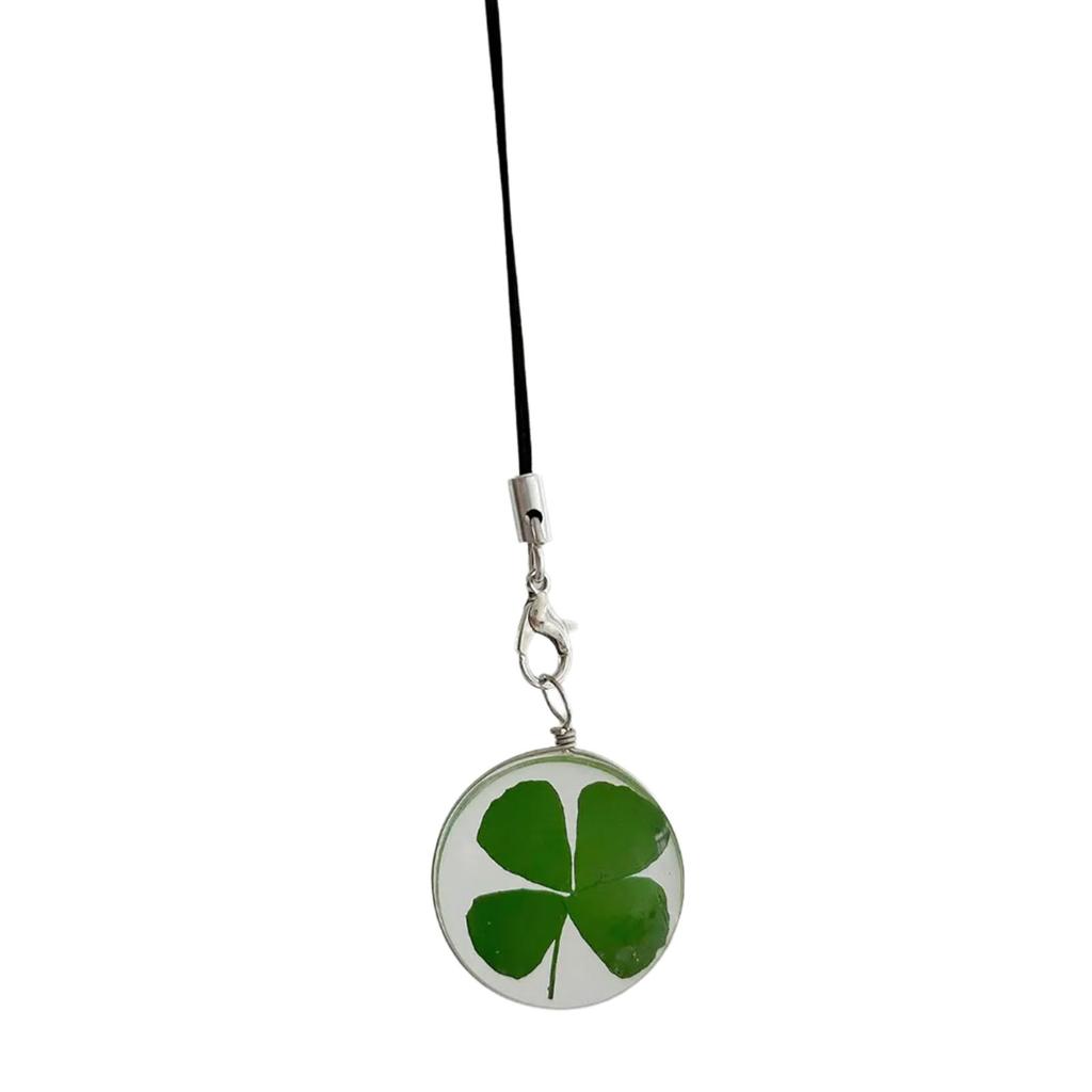 Four Leaf Clovers Phone Chain Handmade Lucky Clover Cellphone Charm Keychain Pendant Accessory for Phones and Purses