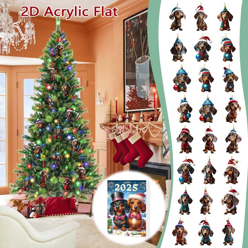 Christmas Countdown 24 Day Dog Pet Pendant With Acrylic Material For Holiday Decor And Gift Giving