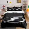 Silver Lightning Bolt On Black Background Print Bedding Set Duvet Cover Pillowcases (1* Duvet Cover 2* Pillowcases Do Not Include Comforter)
