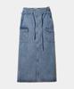 Some Place Strap-Point Cargo Denim Maxi Long Skirt