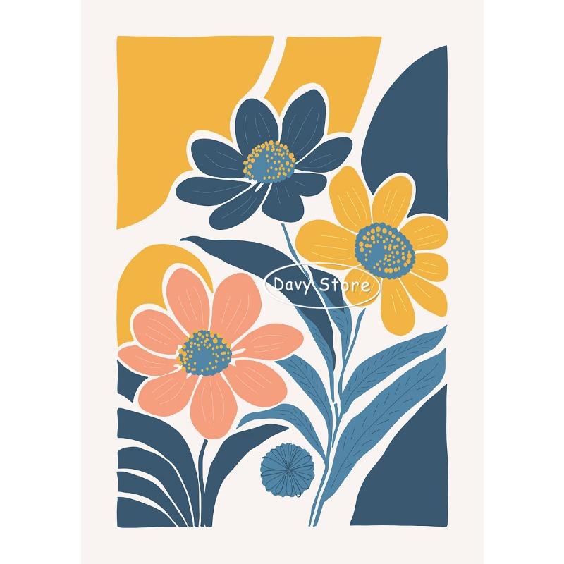 

Retro Floral Pattern Posters and Prints Canvas Painting Abstract Flowers Bouquet Aesthetic Wall Art Pictures for Room Home Decor 21cm×30cm NoFrame