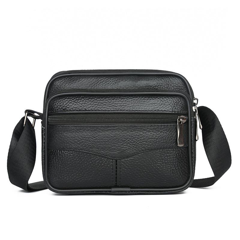 Business Genuine Leather Men's Crossbody Bag New Casual Pure Color Single-shoulder Bag Small Message Square Bag for Men