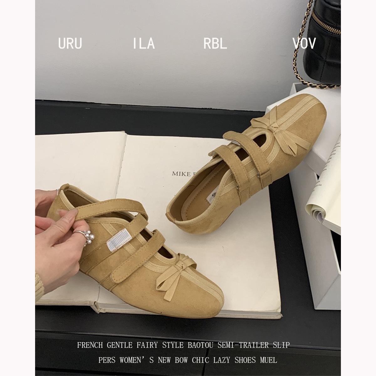 

Cowhide version~ Korean niche Mary Jane shoes women s Velcro sports and leisure single shoes bow ballet training shoes 40