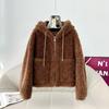 Women's Faux Lamb Wool Hooded Coat: New 2025 Autumn/Winter Double-Sided Plush, Thickened Short Coat/Sweatshirt