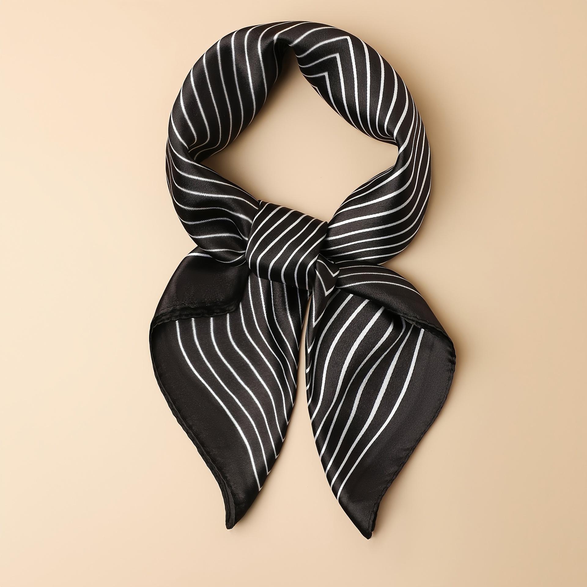 

Women s Silk Scarves Versatile and Simple Professional Square Scarves Striped Scarves 60*60cm