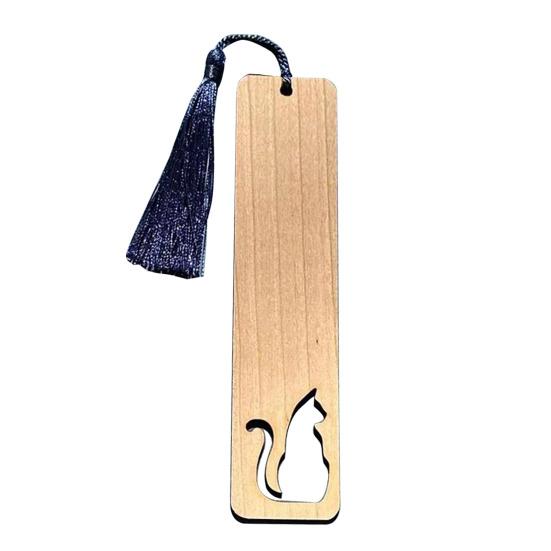 Pet Themed Bookmark Wooden Dog/Cat/Bone/Paw Carving Book Mark with Tassel Gift for Book Lovers Pet Owners