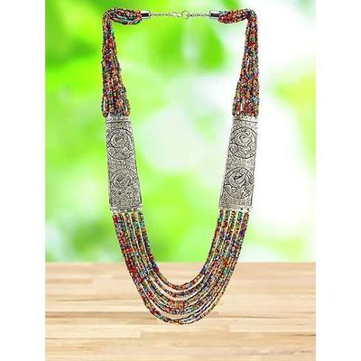 Mode Sieraden Antiek Duits Zilver Geoxideerd Verguld Tribaal Katoenen Draad Sieraden Ketting Oorbellen Set voor Vrouwen & Meisjes.