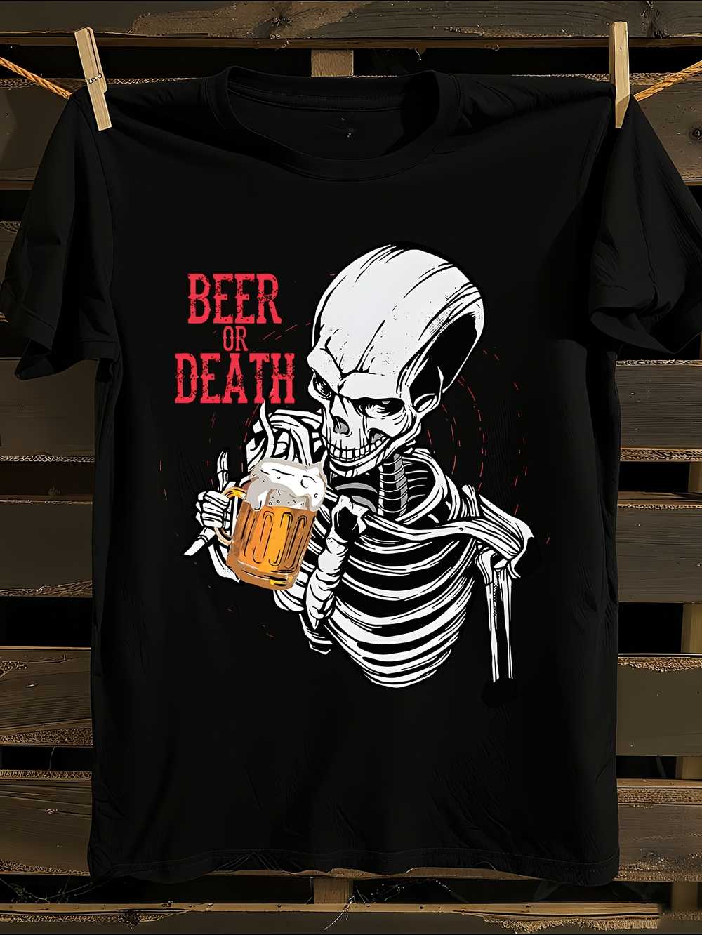 

Beer or Death Funny T-Shirt Mens Tshirt Womens Tshirts with Letters Print Short Sleeves T-Shirt Casual Street Tee Shirt Top XXL