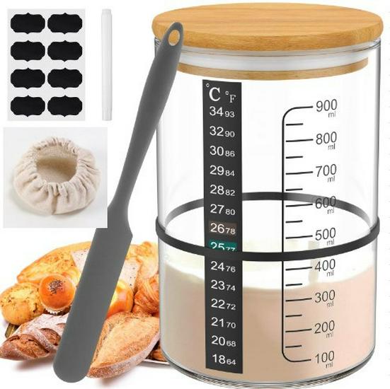 High Borosilicate 32oz Transparent Sourdough Starter Jar