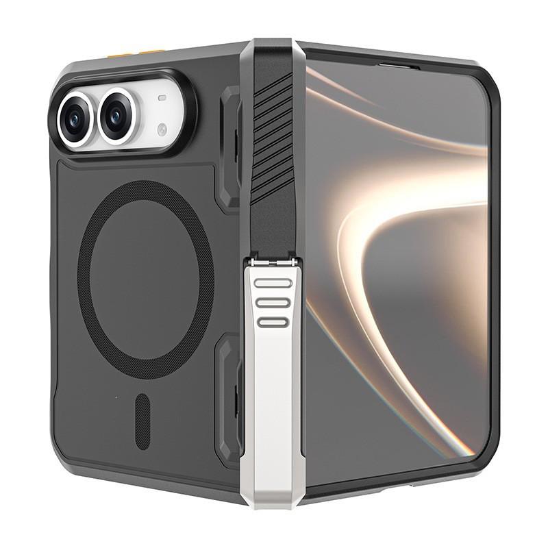 Magnetic Snap-on Case With Kickstand IPhone Duo TPU Protective Cover Matte Finish Anti-Slip Shockproof