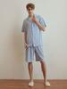 [LUNALUZ STUDIO] Heren Ange Span Geribbelde Kraag Korte Mouw Tweedeelig Pyjamaset [Verzonden vanuit Korea] 100% Authentiek